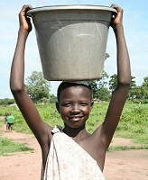 child with bucket